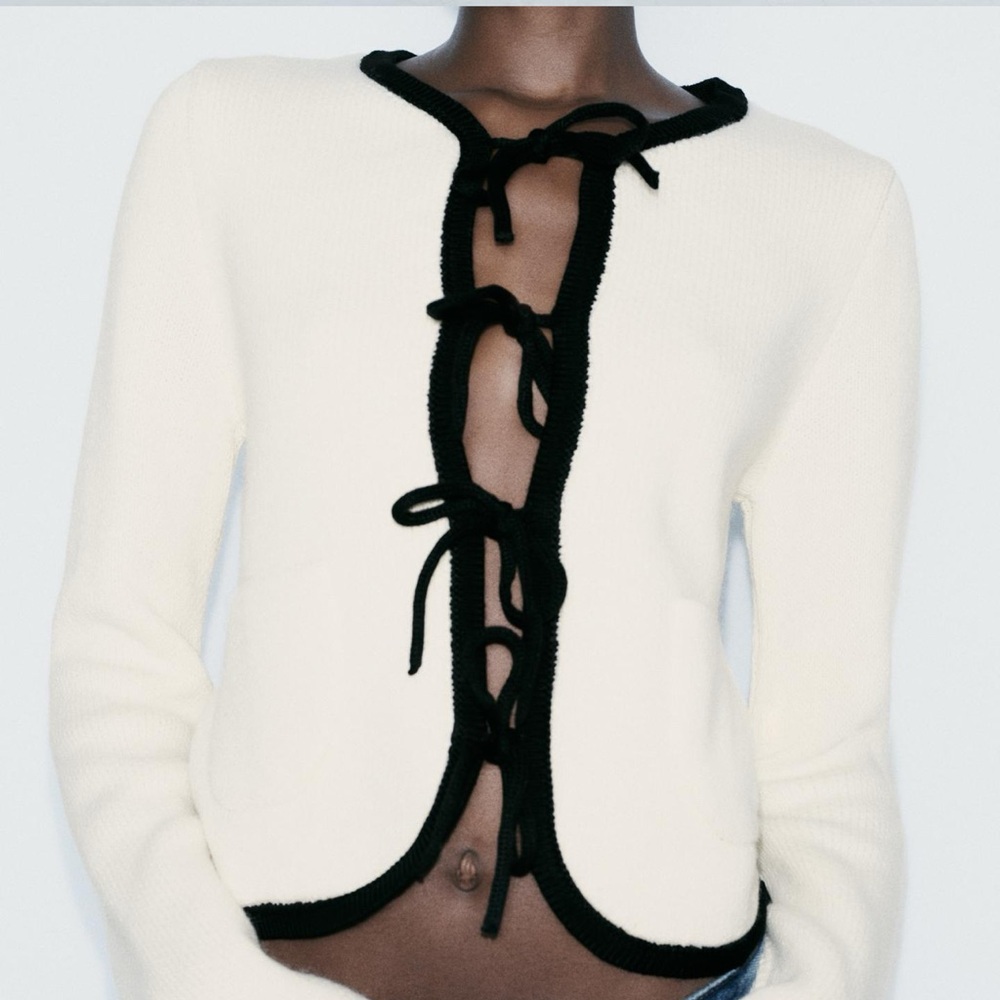 ZARA Knit Cardigan with ties - NEW with TAGS! Size Small